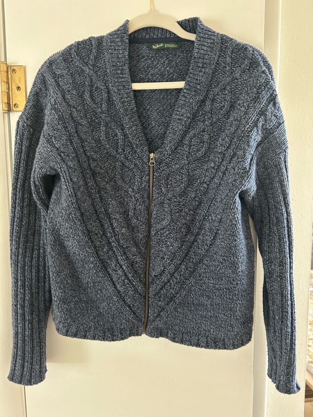 Woolrich Cable Knit Zip Sweater Cardigan - Blue